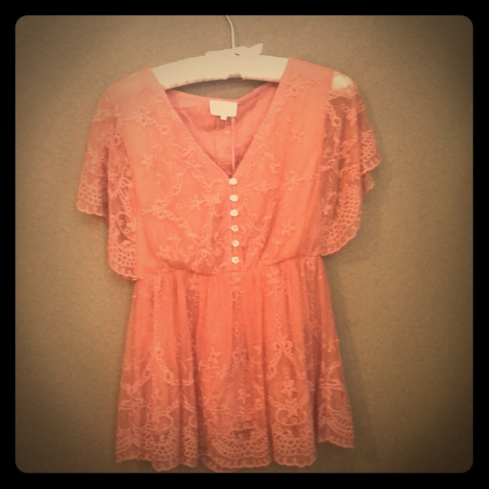 Entro Coral Colored Lace Top